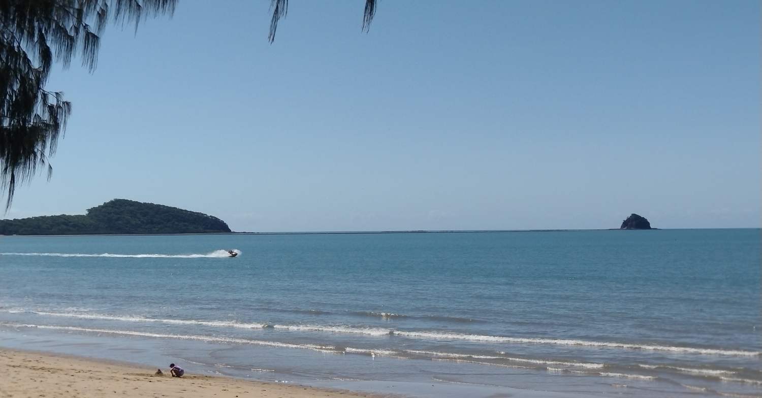 A picture of Double Island and Haycock Island, with Haycock Reef just barely visible