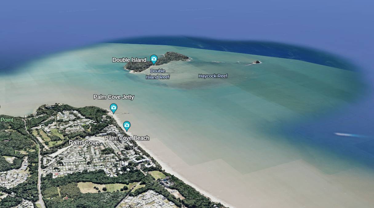 Screenshot from Google Earth showing Palm Cove and Double Island